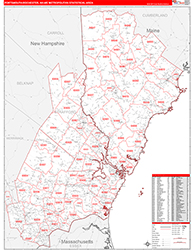 Portsmouth-Rochester Metro Area Wall Map Red Line Style 2026